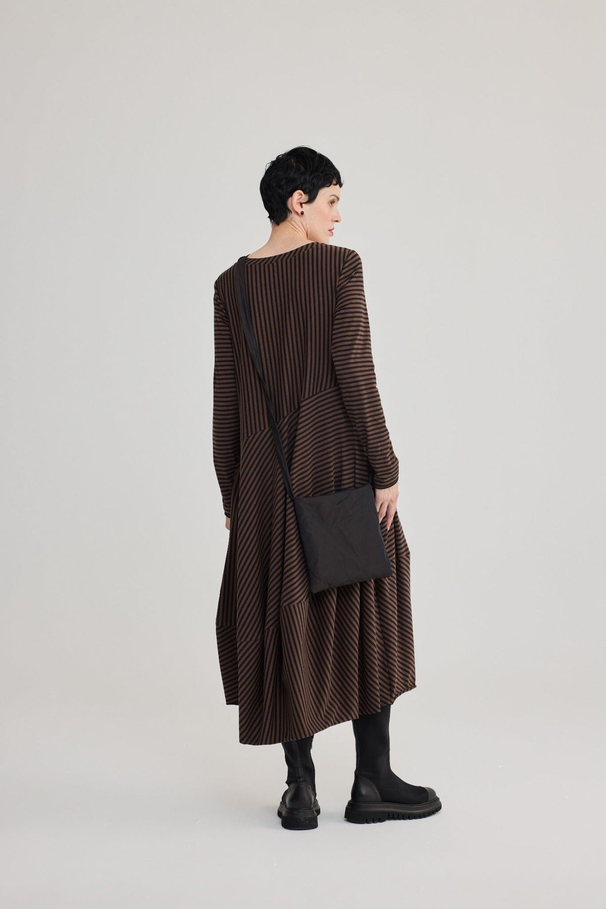 26K0510 Brown Striped Dress