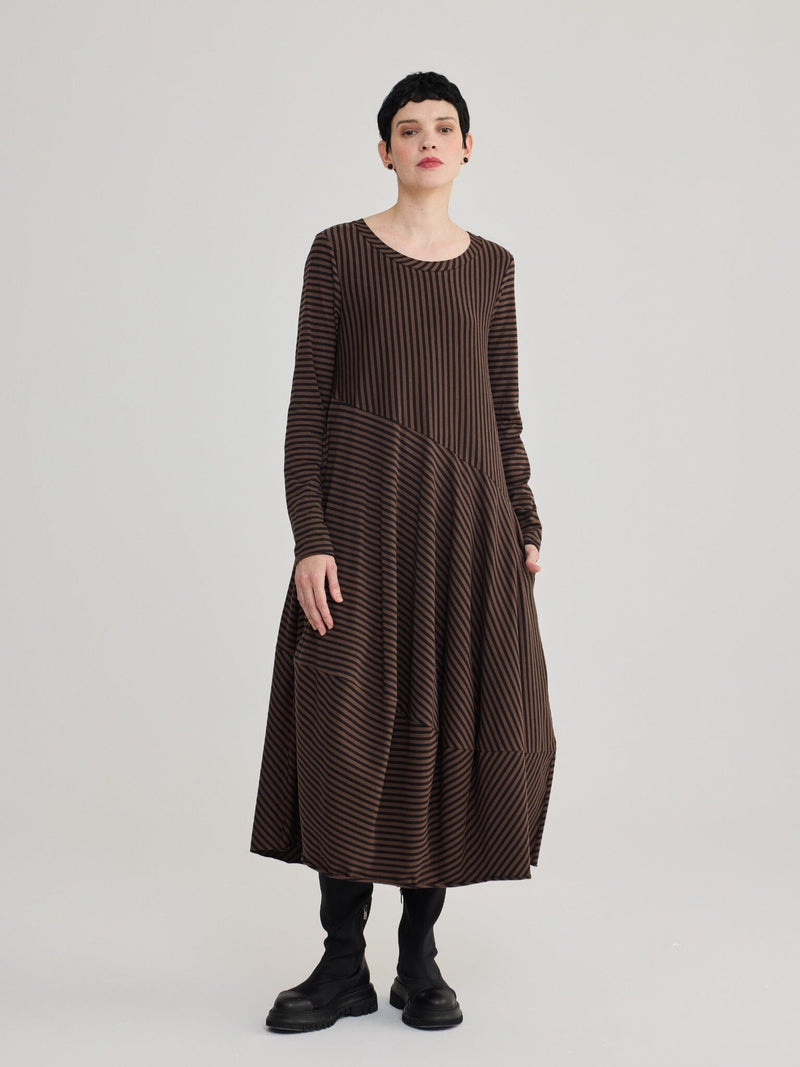 26K0510 Brown Striped Dress