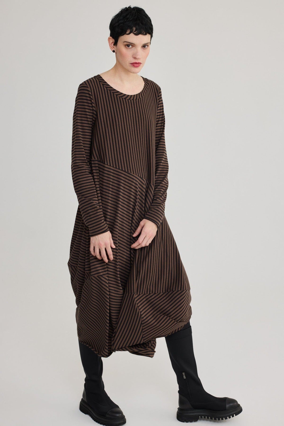 26K0510 Brown Striped Dress
