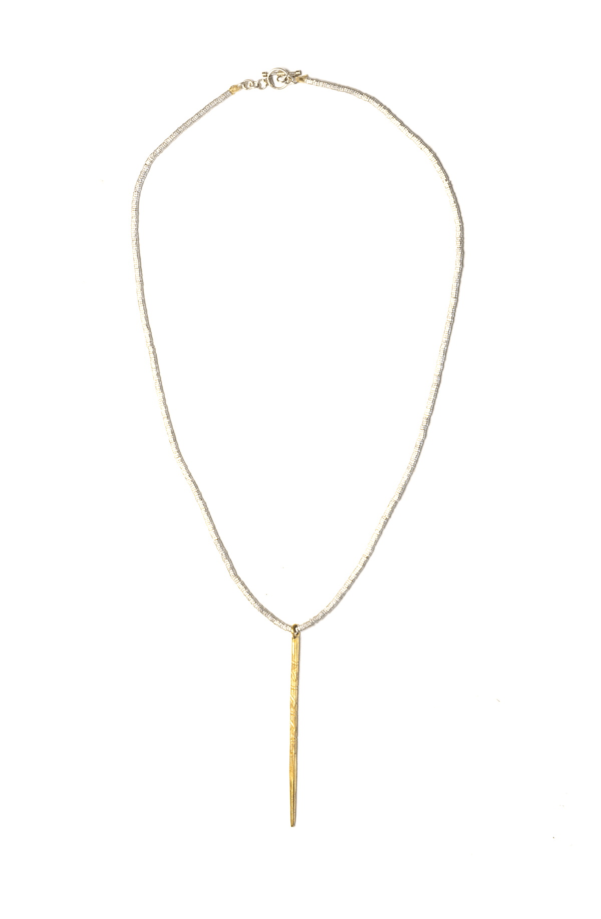 Silver And Brass Spike Necklace