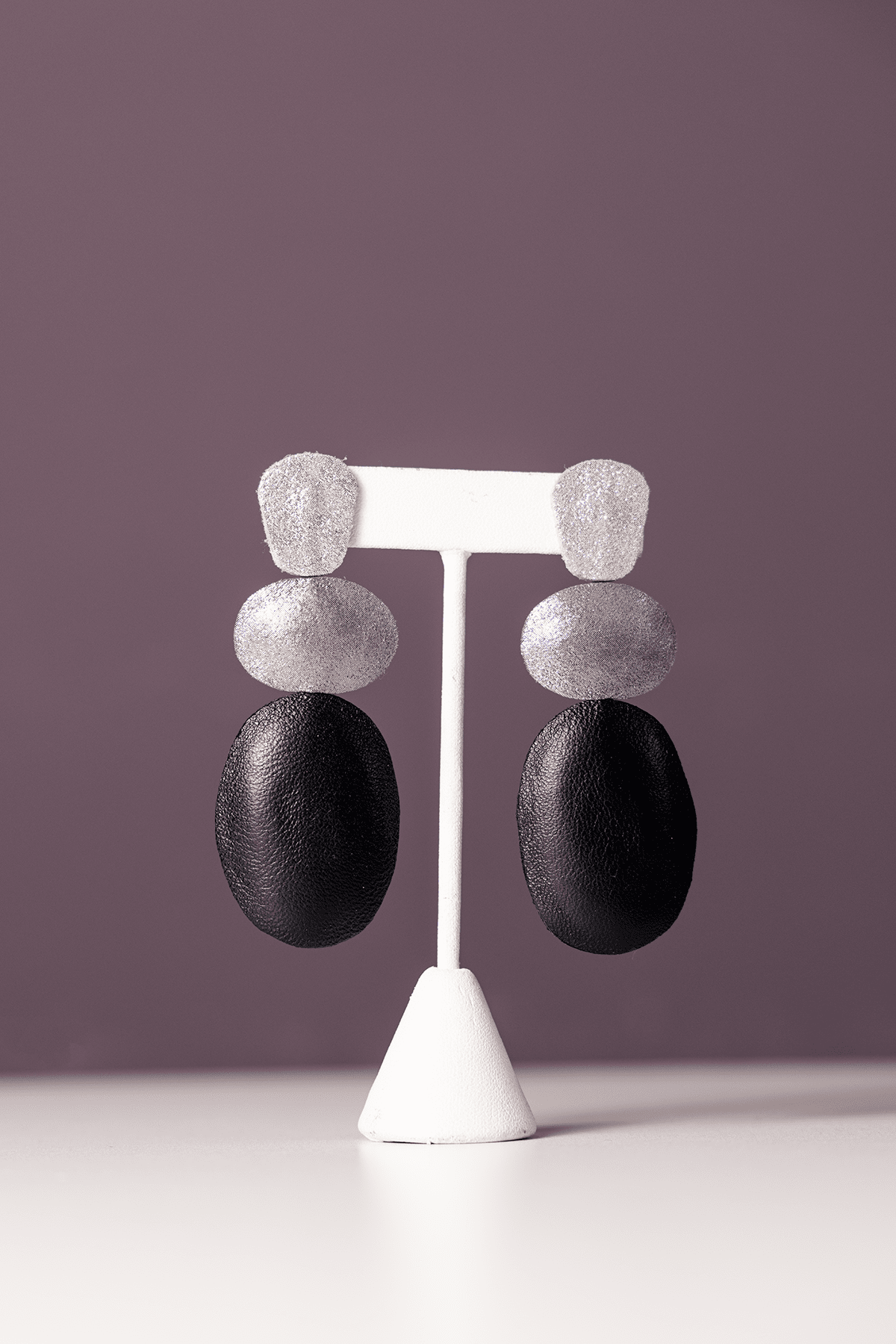 Leather Petal 3 Part Earrings