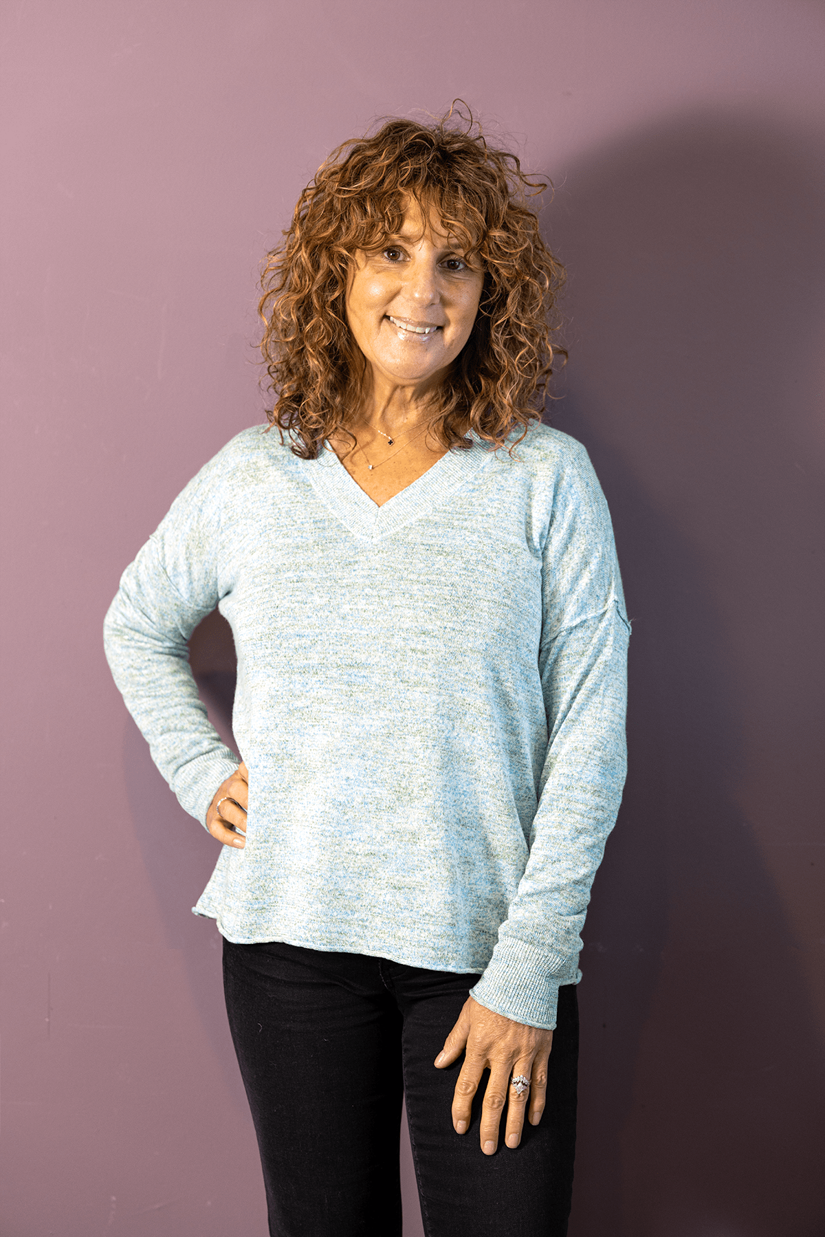 V Neck Space-Dyed Sweater