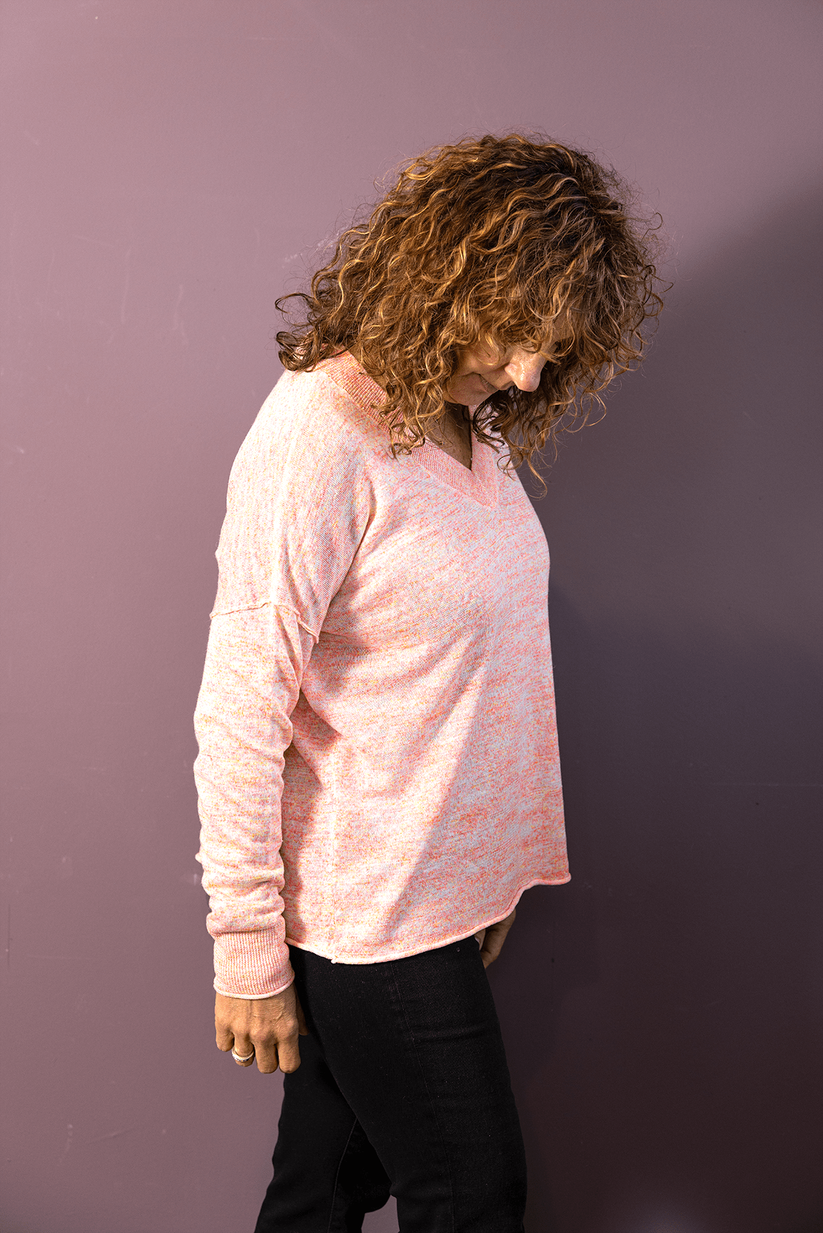 V Neck Space-Dyed Sweater