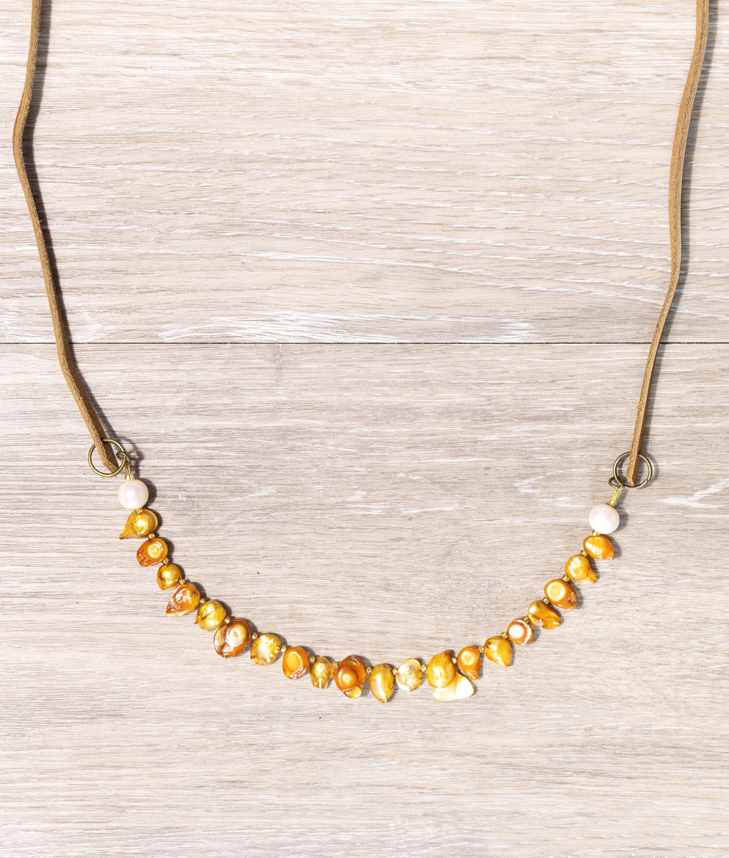 Blister Freshwater Pearl with Leather Necklace