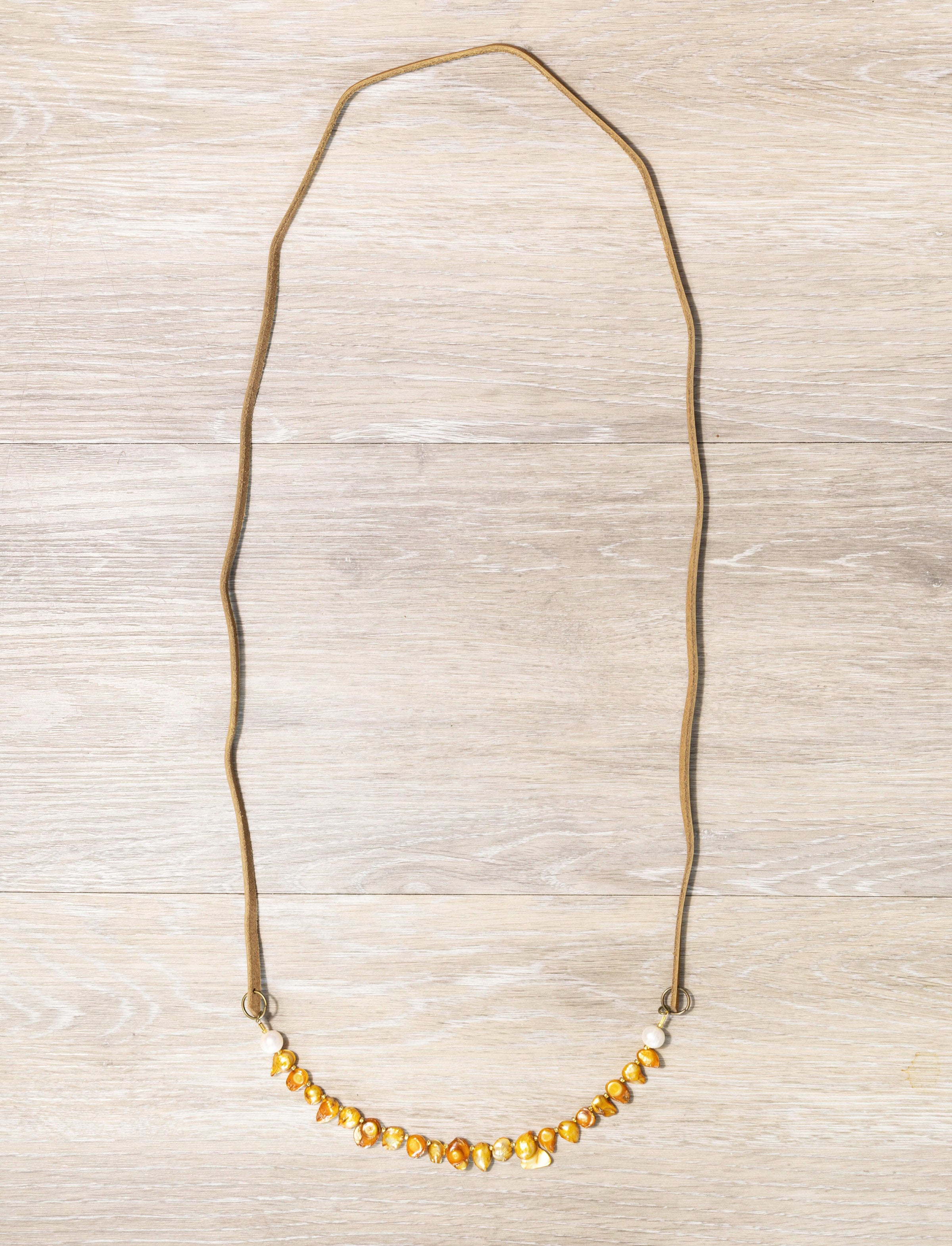Blister Freshwater Pearl with Leather Necklace