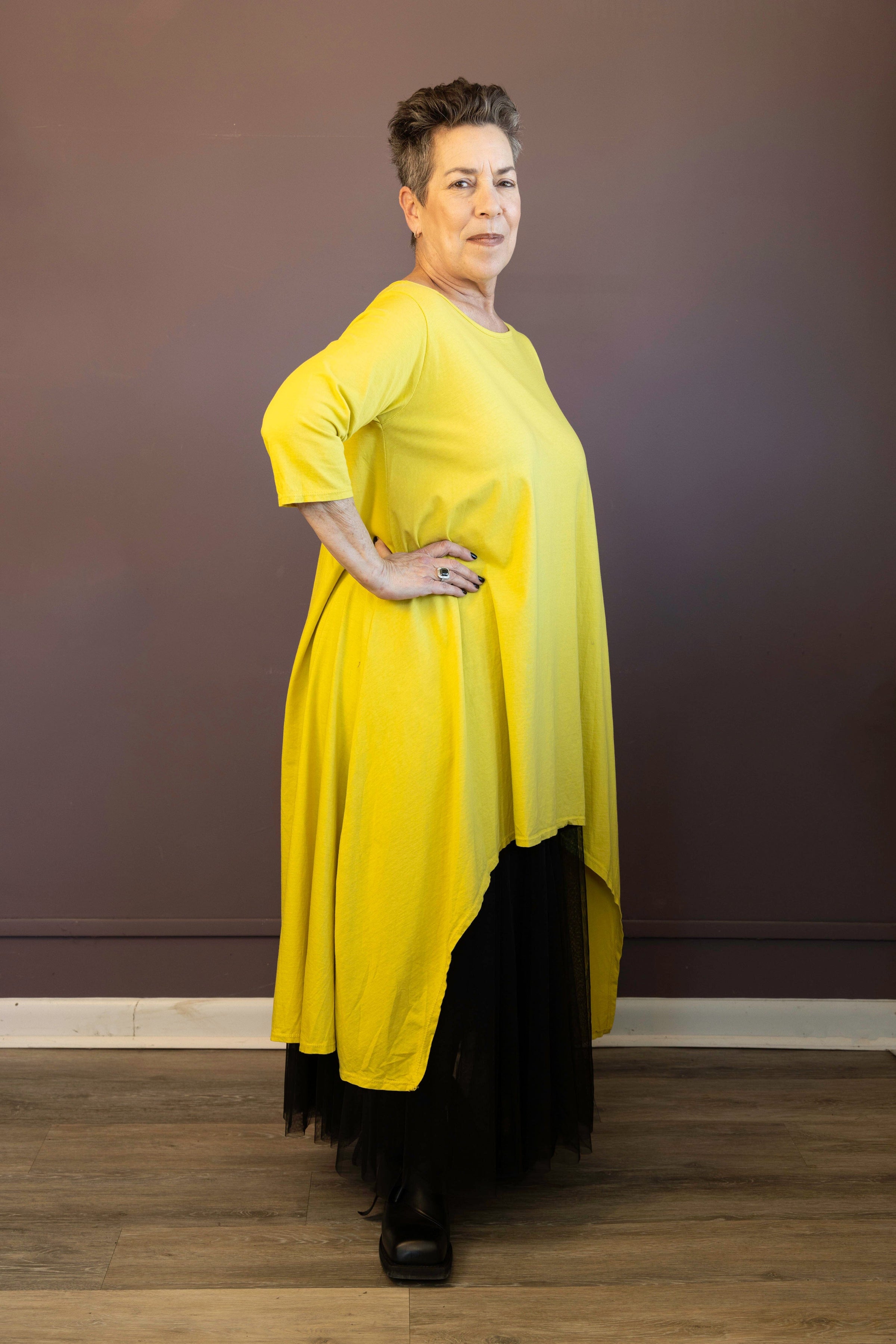 Yellow Hi-Lo Tunic Dress