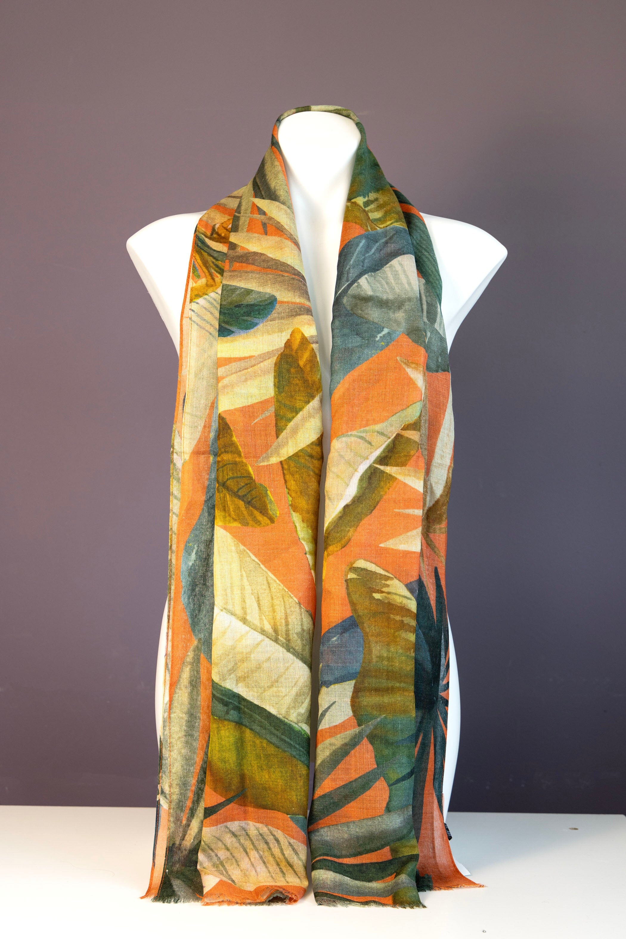 Painted Palms Wool Scarf