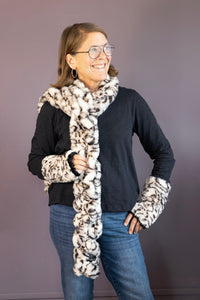 Snow Leopard Reversible Fingerless Gloves
