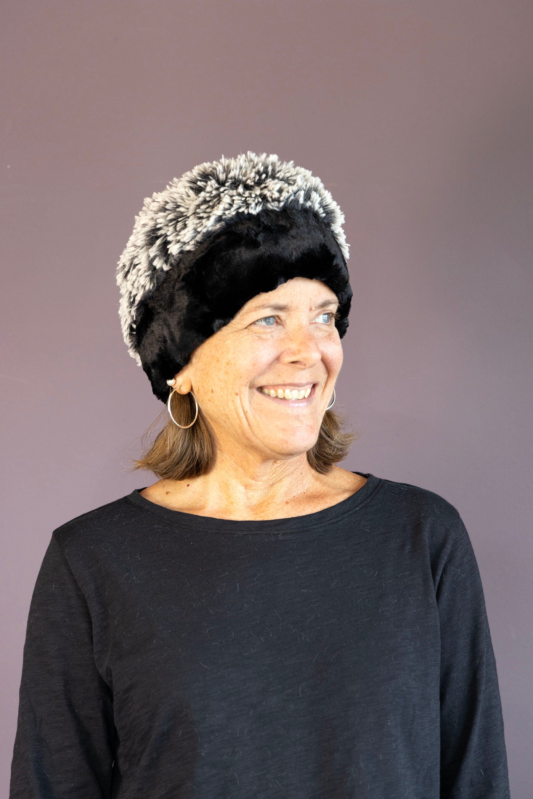 Black and Silver Reversible Pillbox Hat