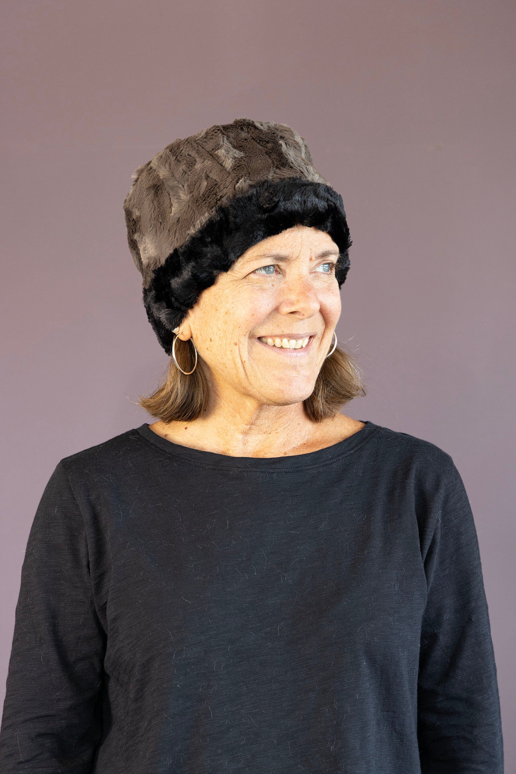 Black and Gray Reversible Pillbox Hat