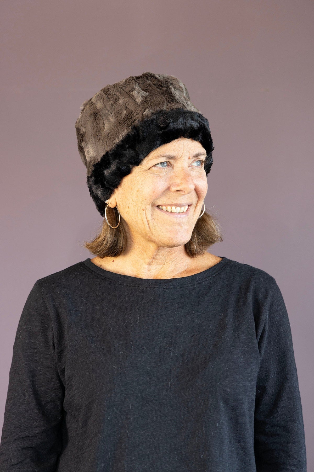 Black and Gray Reversible Pillbox Hat