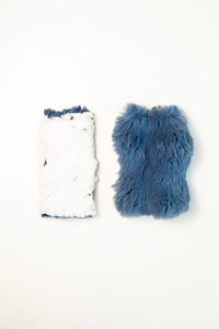 Blue and White Reversible Fingerless Gloves