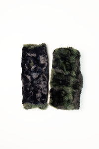 Black and PIne Reversible Fingerless Gloves