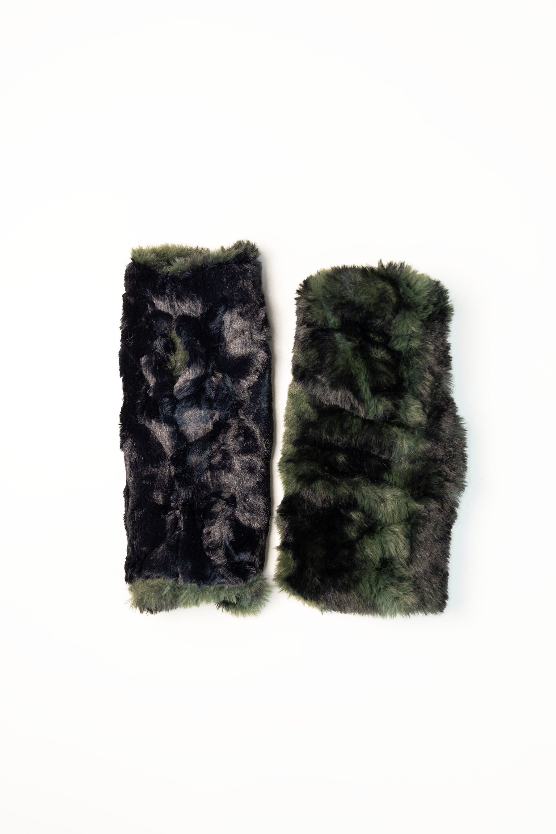 Black and PIne Reversible Fingerless Gloves