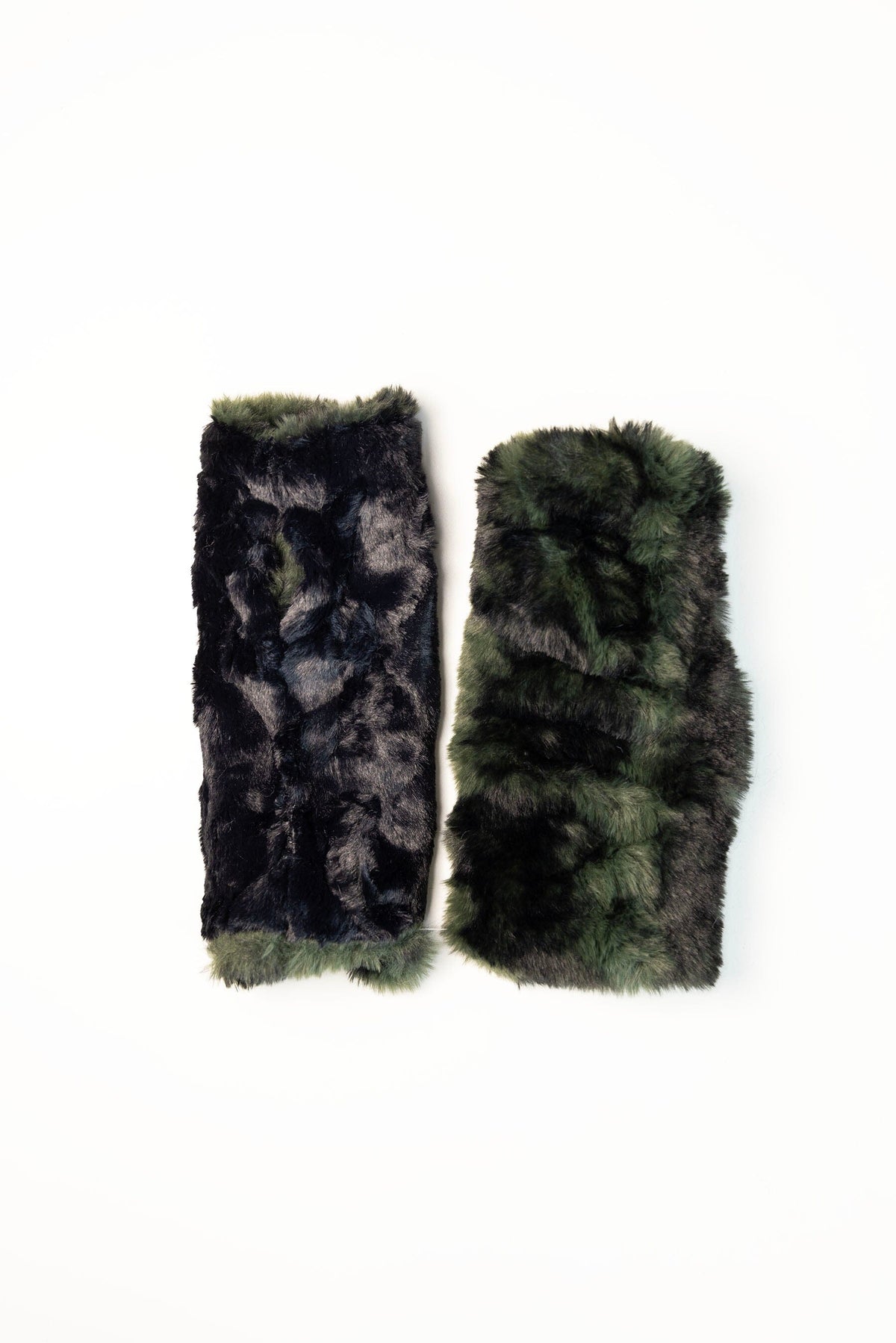Black and PIne Reversible Fingerless Gloves