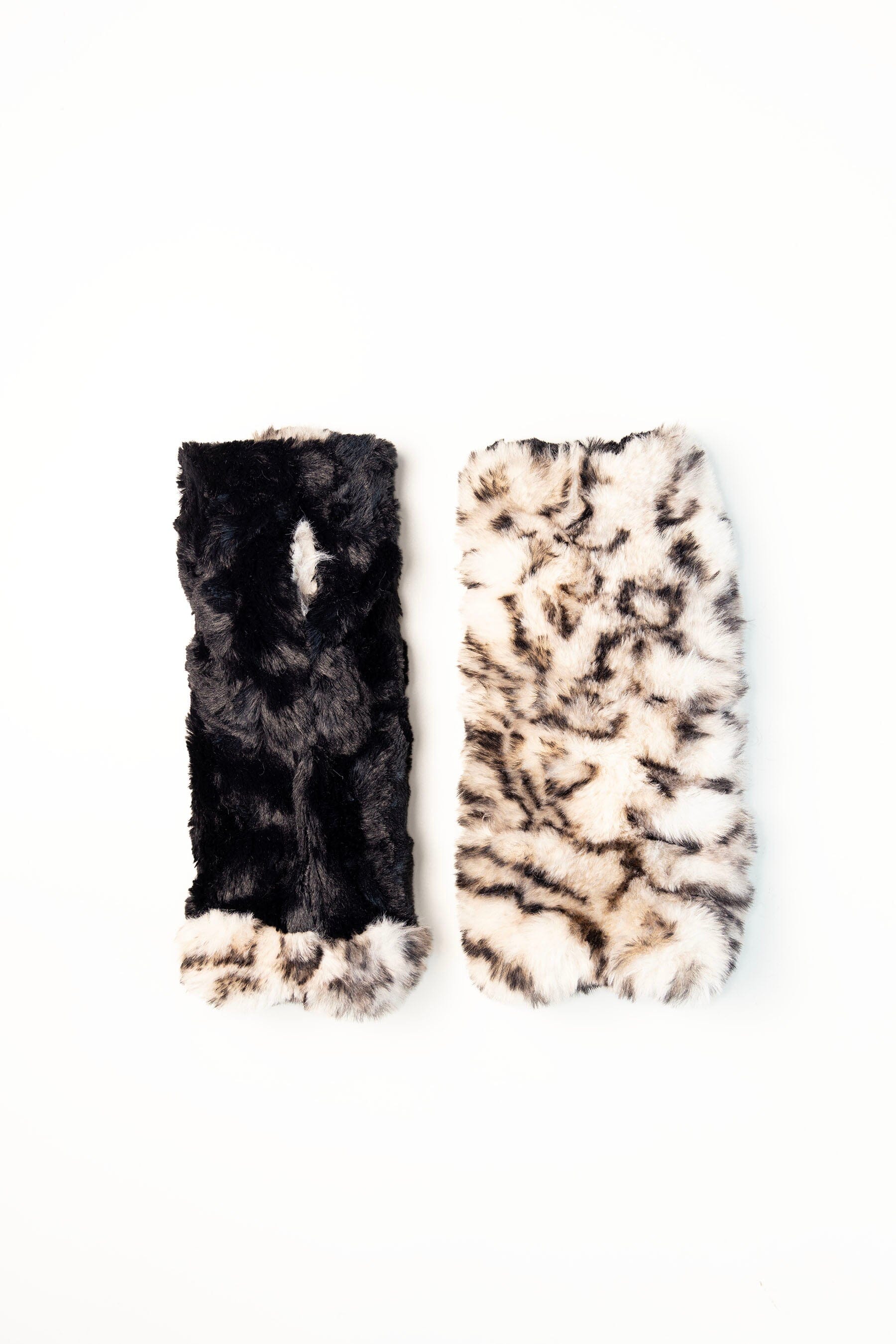 Snow Leopard Reversible Fingerless Gloves