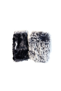 Black and Silver Reversible Fingerless Gloves