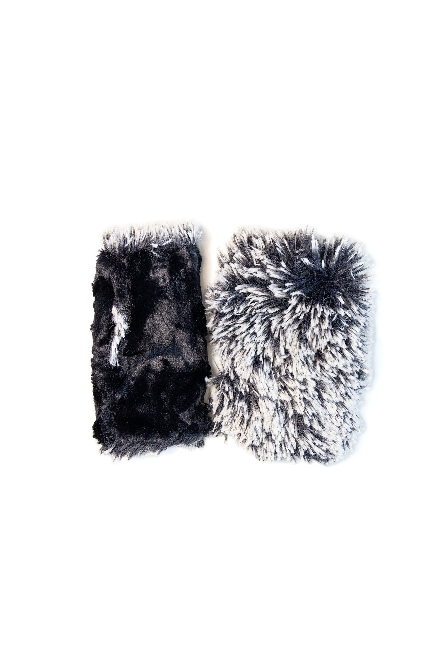 Black and Silver Reversible Fingerless Gloves