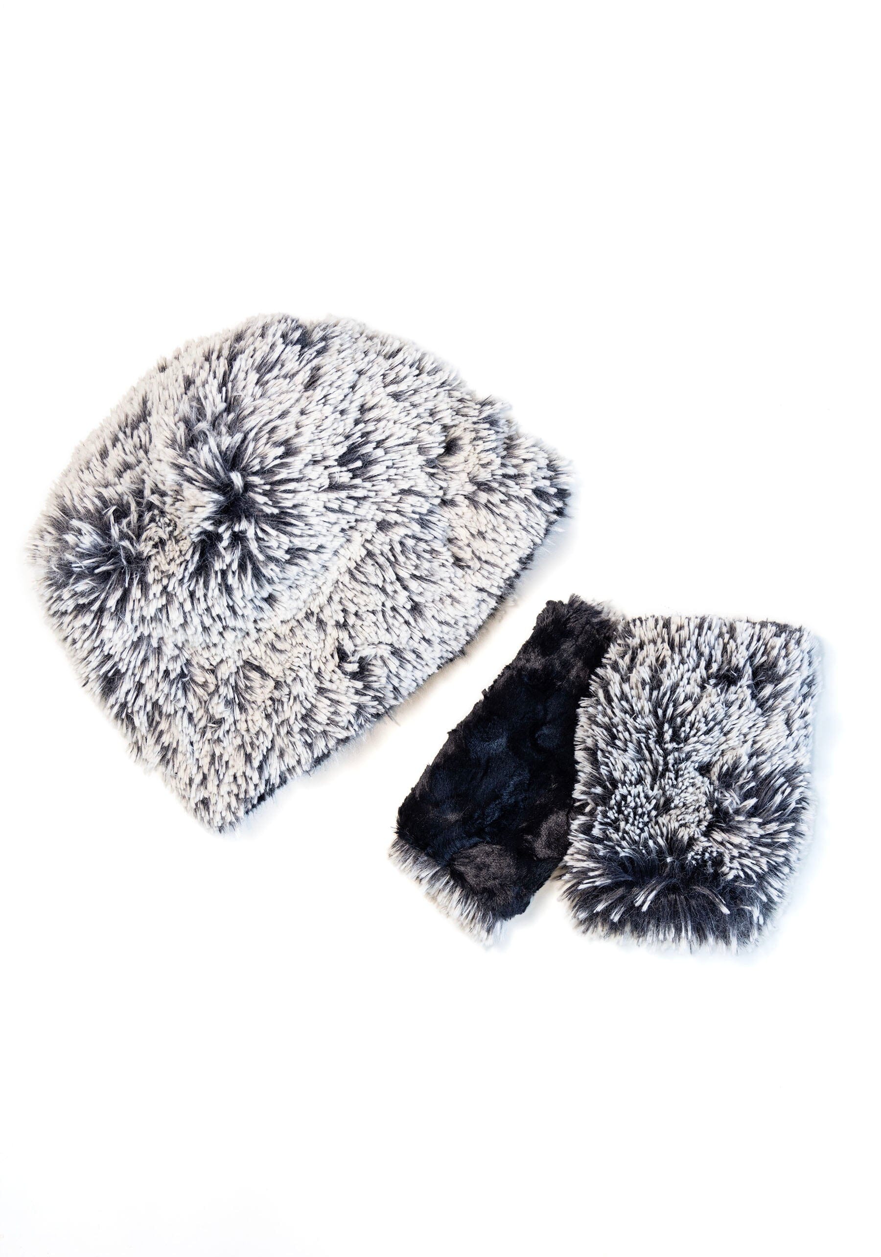 Black and Silver Reversible Fingerless Gloves