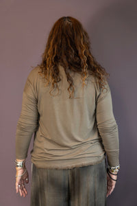 Raw Edge Dropped Shoulder T Shirt