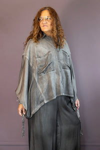 Boxy Batwing Button Up Top