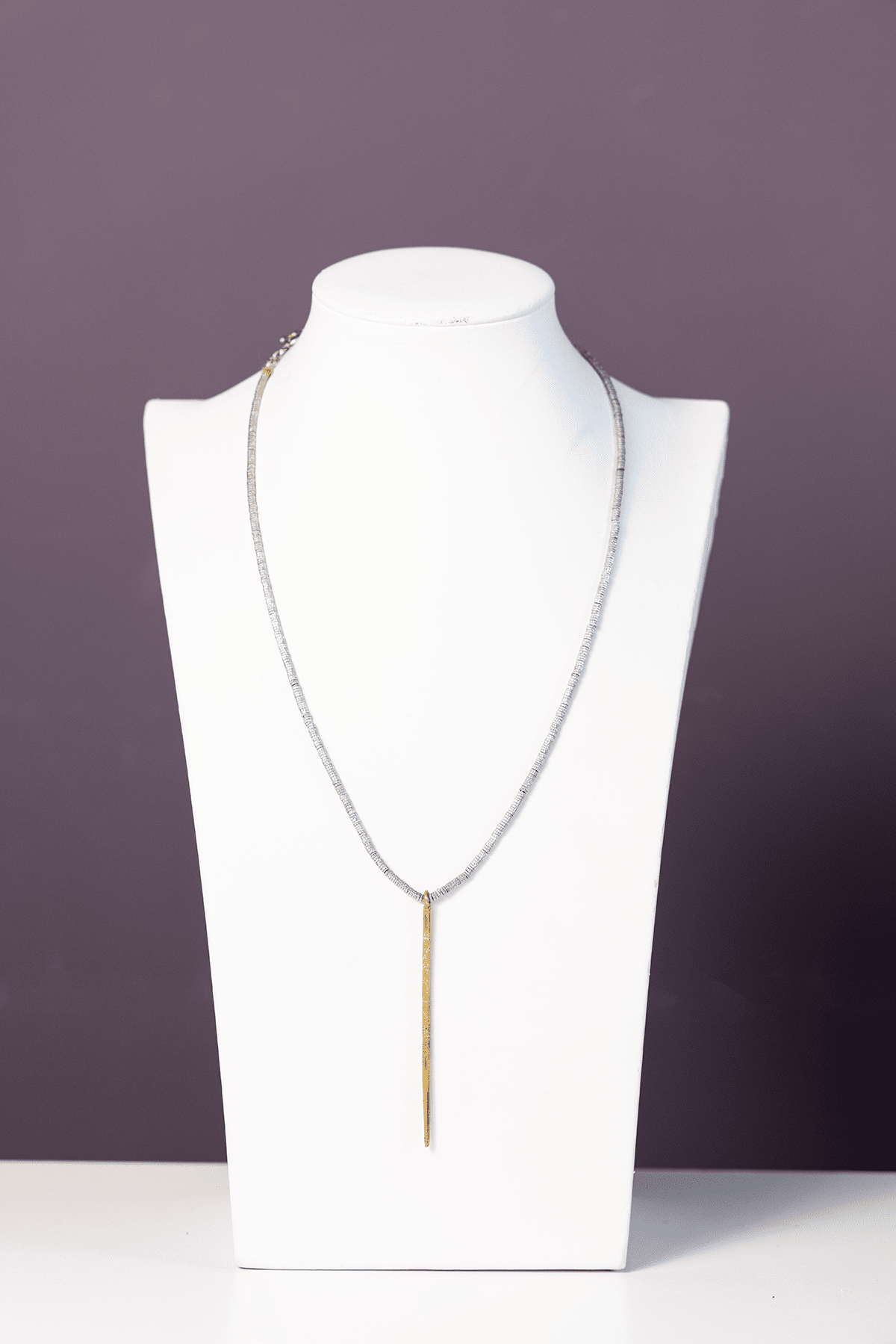 Silver And Brass Spike Necklace