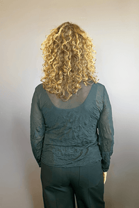 Crinkle Mesh Turtleneck