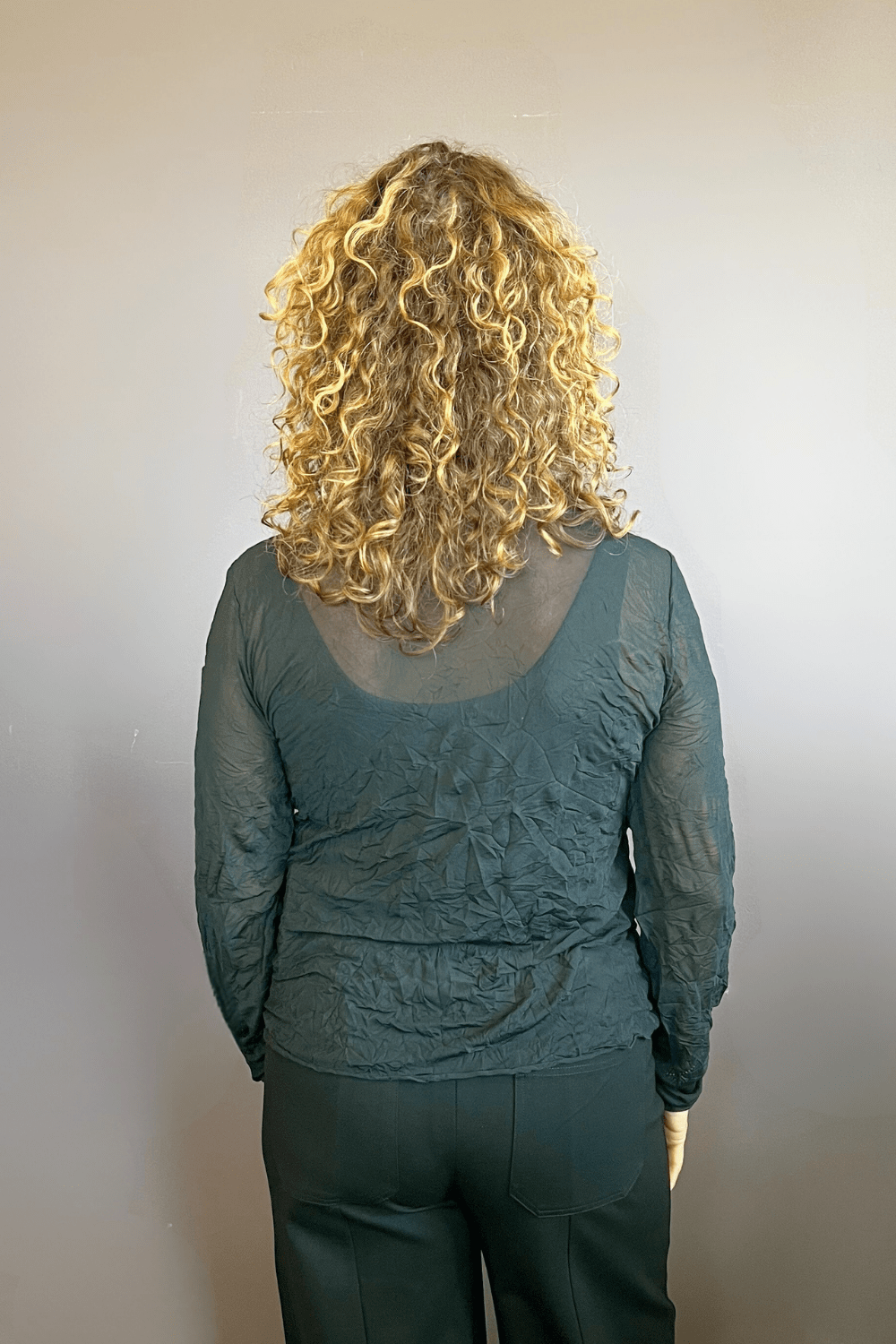 Crinkle Mesh Turtleneck