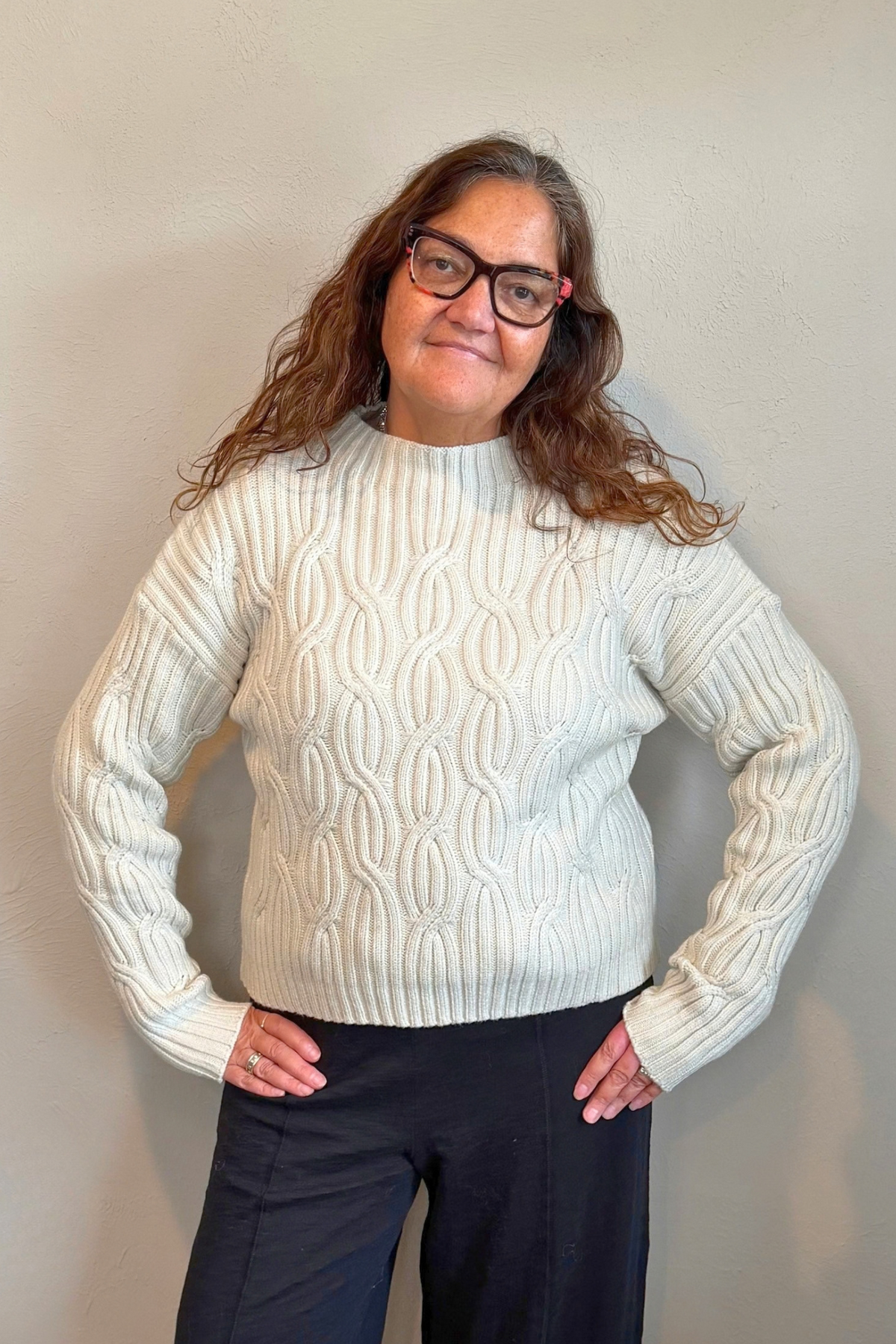 Cable High-Neck Sweater