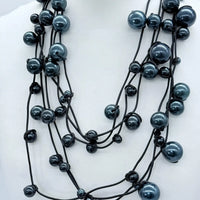 3 Strand Faux Pearls On Rubber