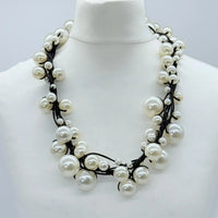 3 Strand Faux Pearls On Rubber