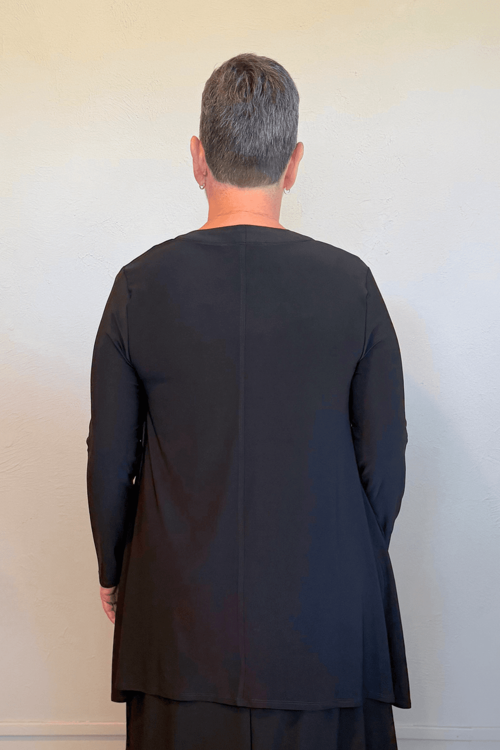 Kozan Short Tiffany Cardigan in Black, back, front and side views