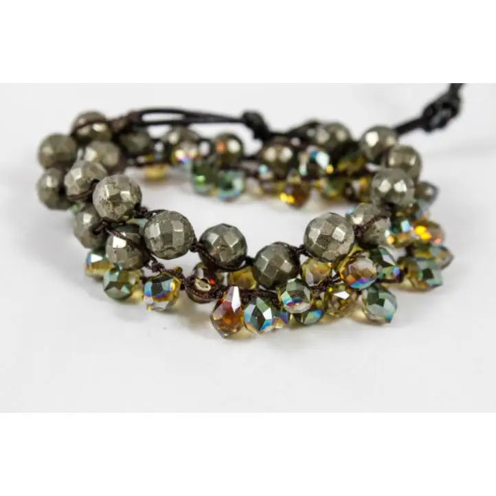 Crystal & Pyrite Convertible Crochet Necklace