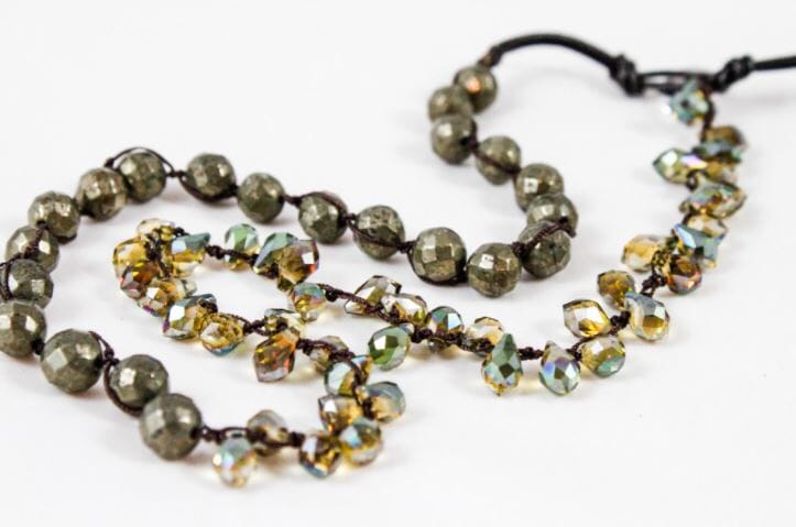 Crystal & Pyrite Convertible Crochet Necklace