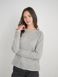Stitch Drop Double Take Sweater in heathered grey with ivory layered-look trim
