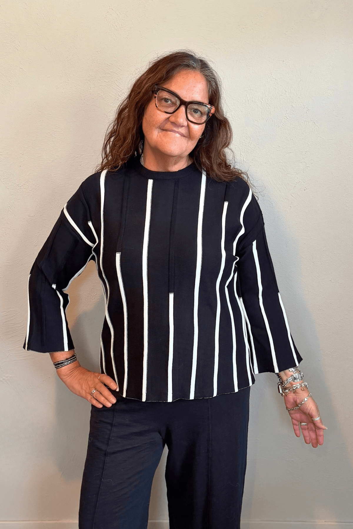 Stripe Trim Sweater