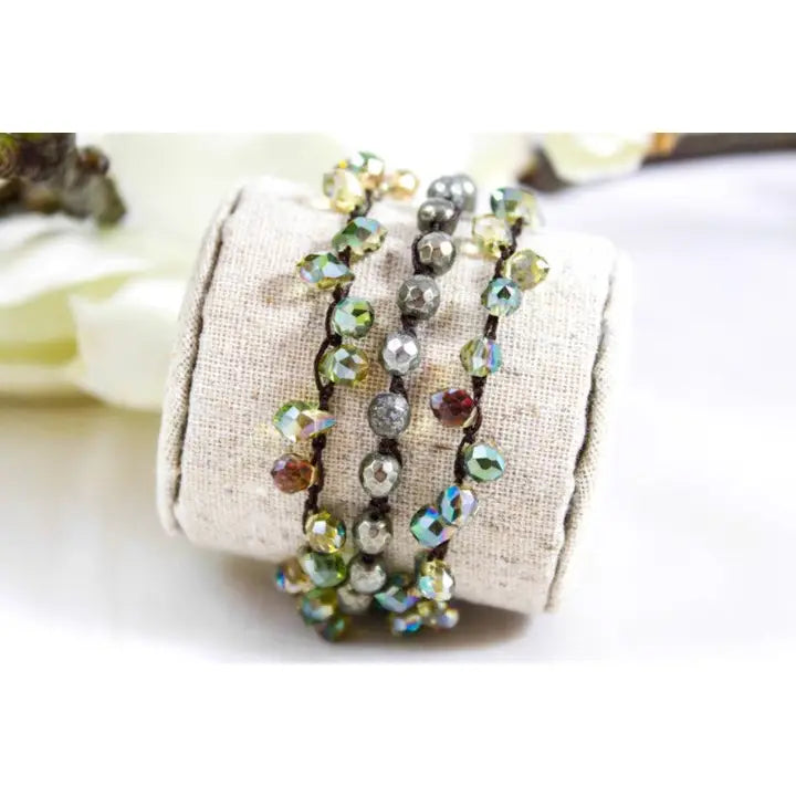Crystal & Pyrite Convertible Crochet Necklace - Short