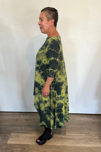 Tie-Dye Hi-Lo Tunic Dress (Avocado)