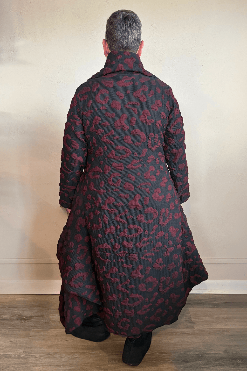 Heydari BRJCED9 Broidery Jacket in charcoal and burgundy, front and back views