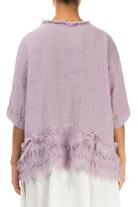 Boxy Frayed Edge Gauze Linen Blouse