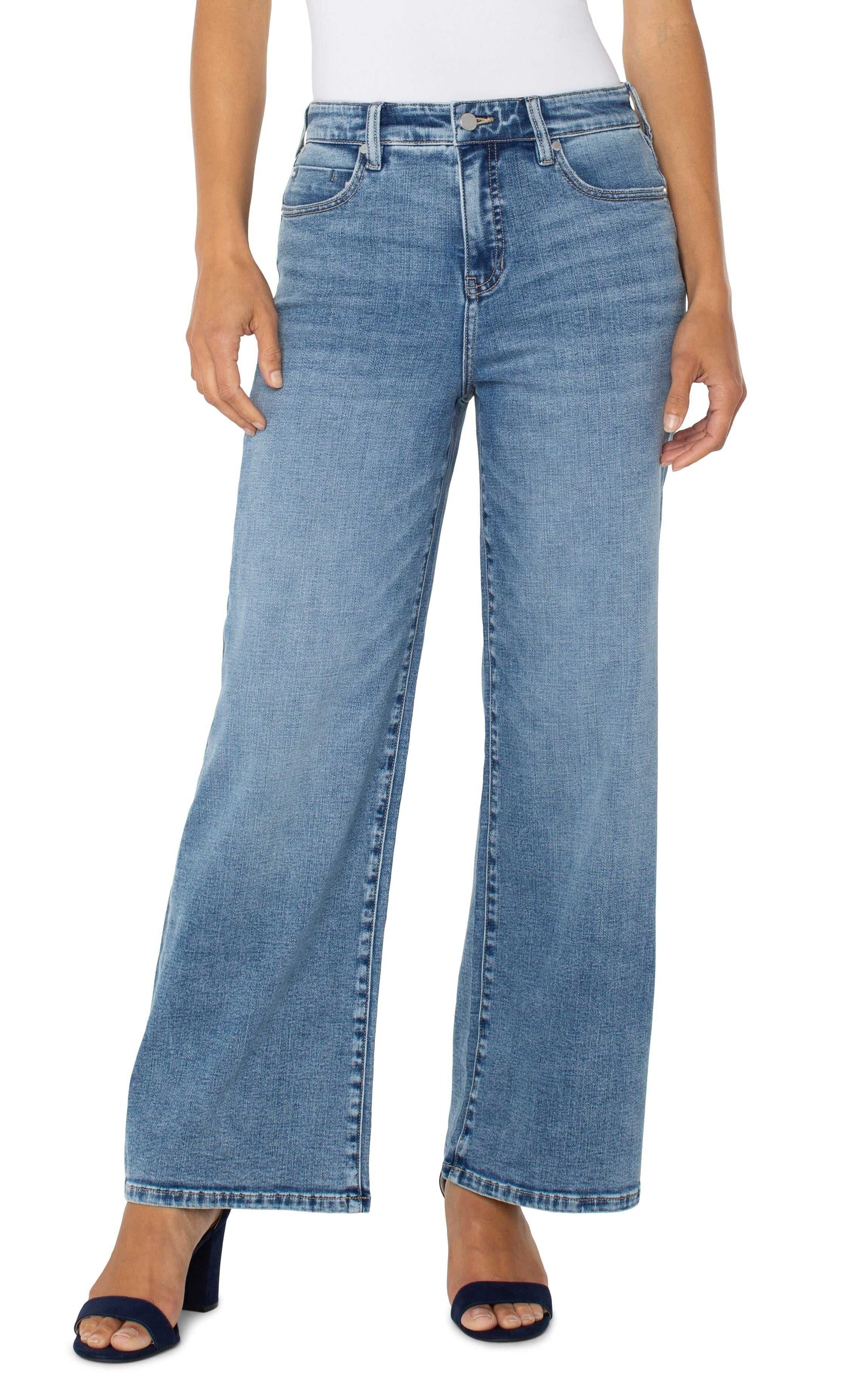 Stride Hi-Rise Wide Leg Denims (Carbon Canyon)