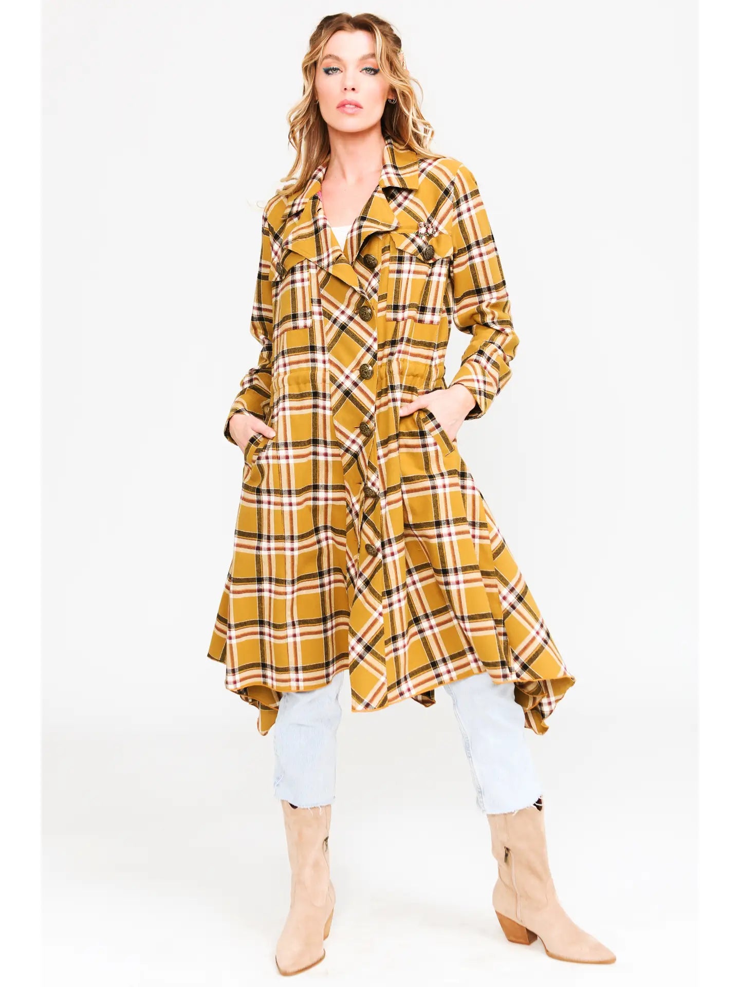 Coco Plaid Trench Coat