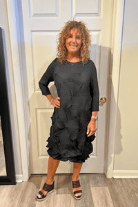 Geocrinkle Black Dress