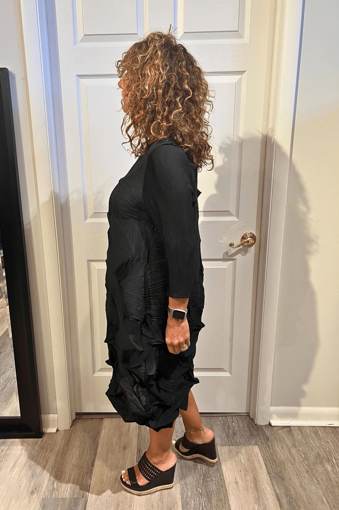 Geocrinkle Black Dress