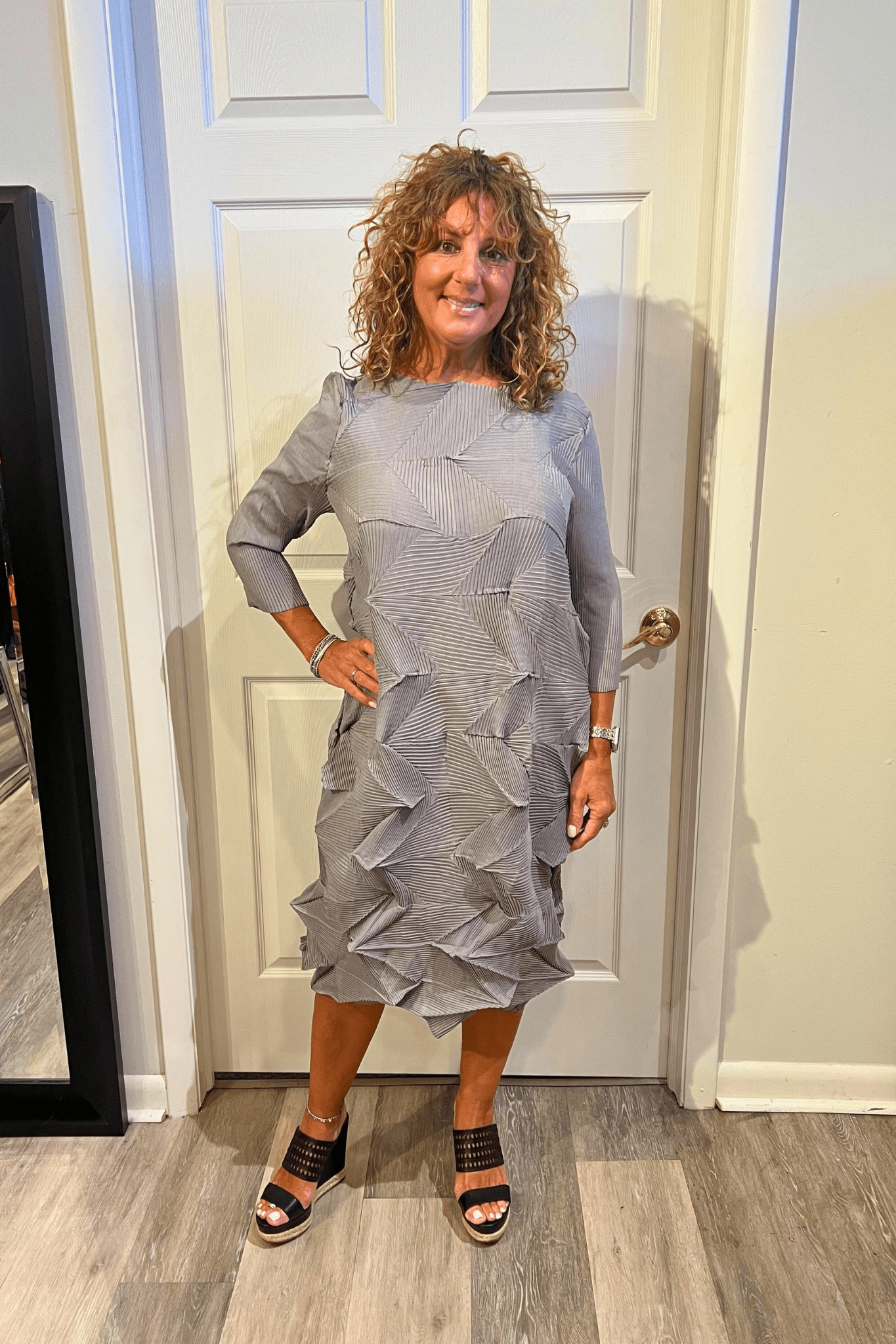 Geocrinkle Grey Dress