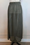 Heydari HOSS olive sheer openwork mesh maxi skirt, front and back views
