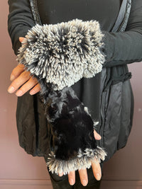 Black and Silver Reversible Fingerless Gloves