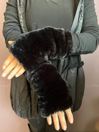 Black on Black Reversible Fingerless Gloves