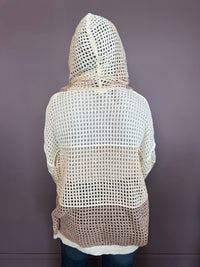 Open Knit Hood Sweater Top