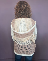 Open Knit Hood Sweater Top